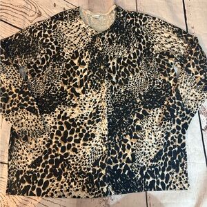 Croft & Barrow women’s animal print button Down sweater 1x